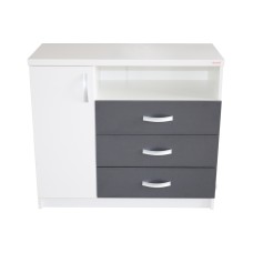 Comoda Milano alba cu gri